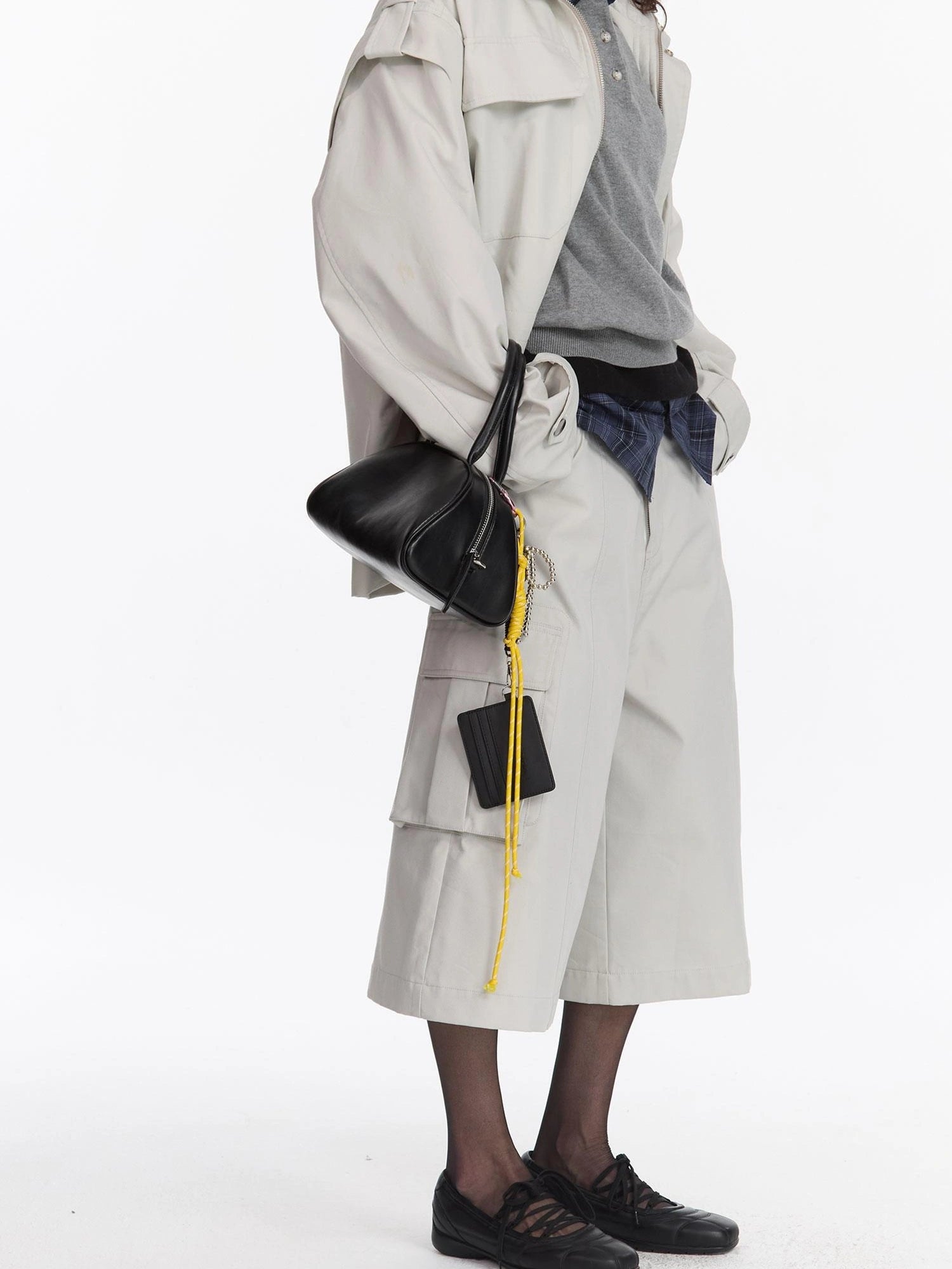 LYUOCHENG Detachable Quilted Jacket With Low Rise Wide Leg Pants Set