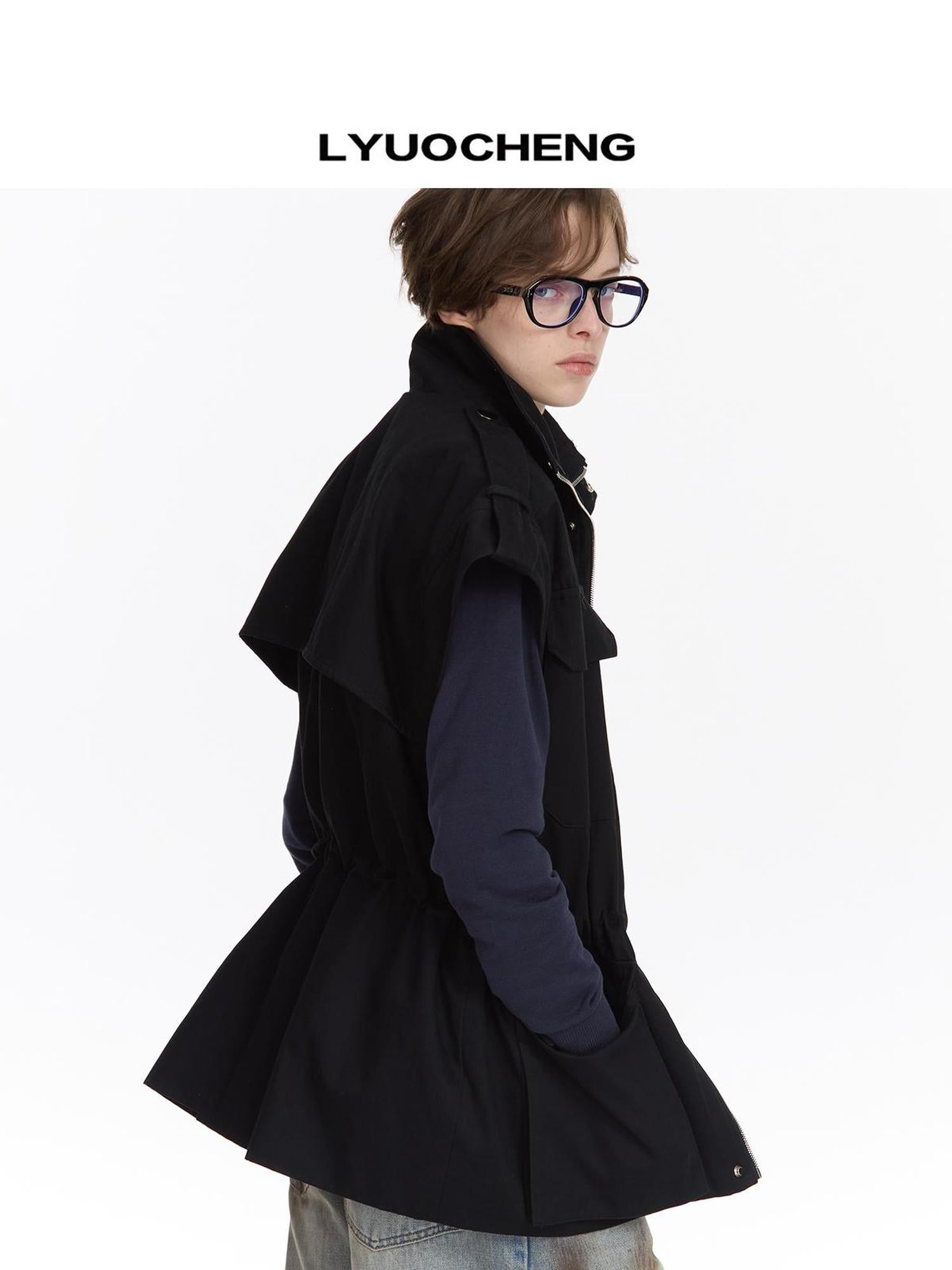 LYUOCHENG Detachable Quilted Jacket With Low Rise Wide Leg Pants Set