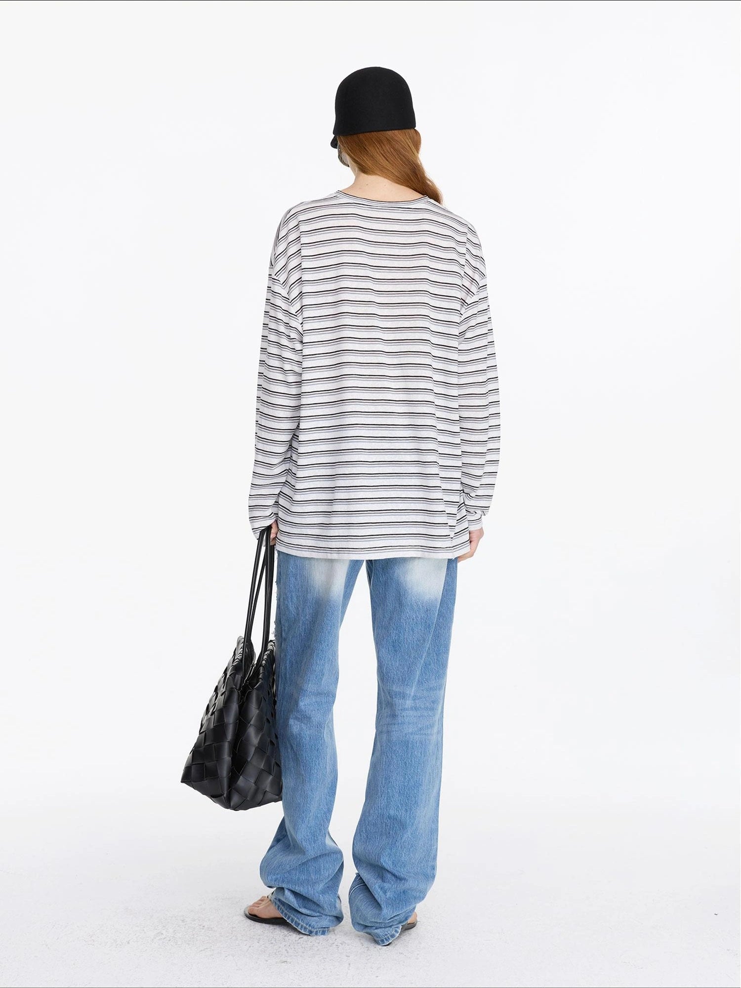 LYUOCHENG Distressed Light Blue High Waist Straight Leg Jeans