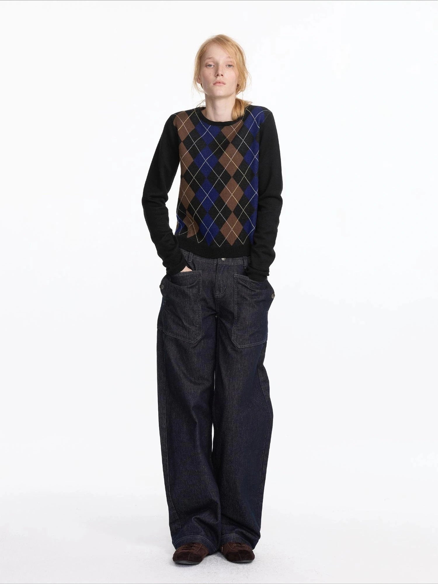 Early Autumn Relaxed Raw Denim Cargo Wide Leg Jeans