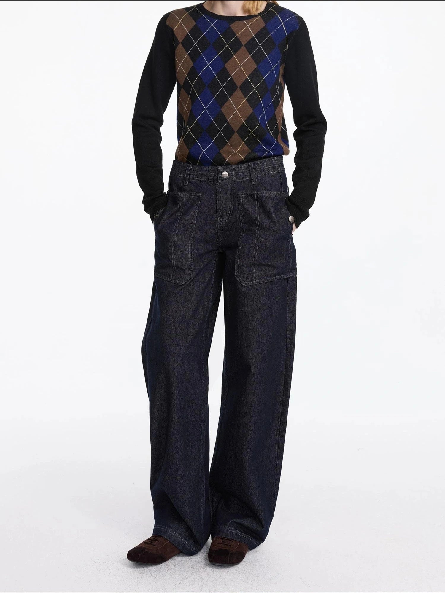 Early Autumn Relaxed Raw Denim Cargo Wide Leg Jeans