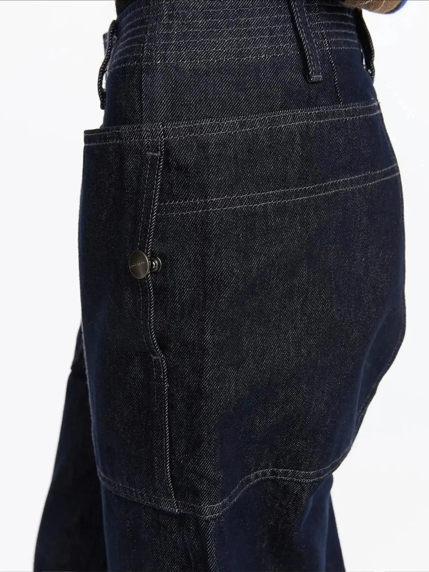 Early Autumn Relaxed Raw Denim Cargo Wide Leg Jeans