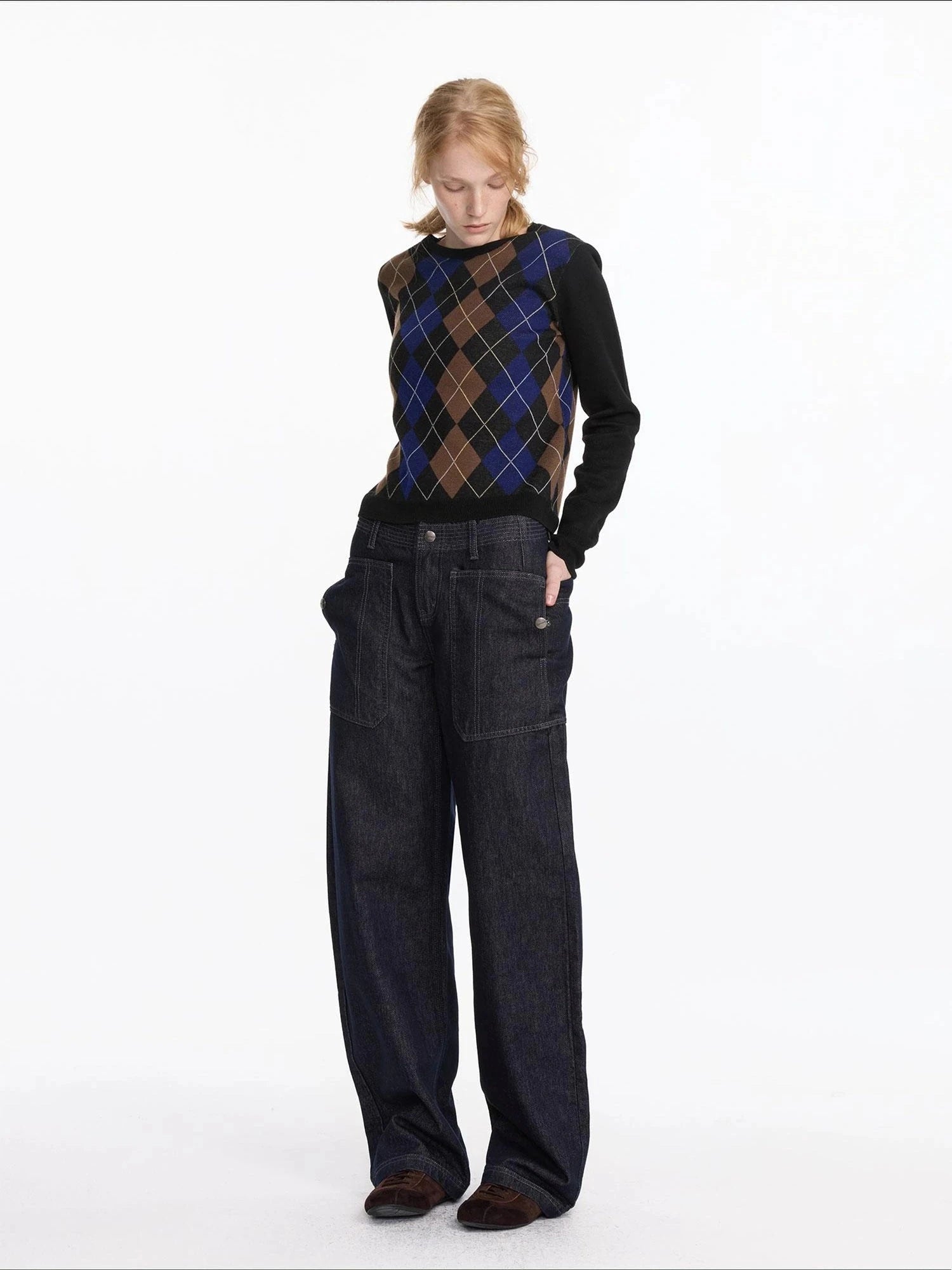 Early Autumn Relaxed Raw Denim Cargo Wide Leg Jeans