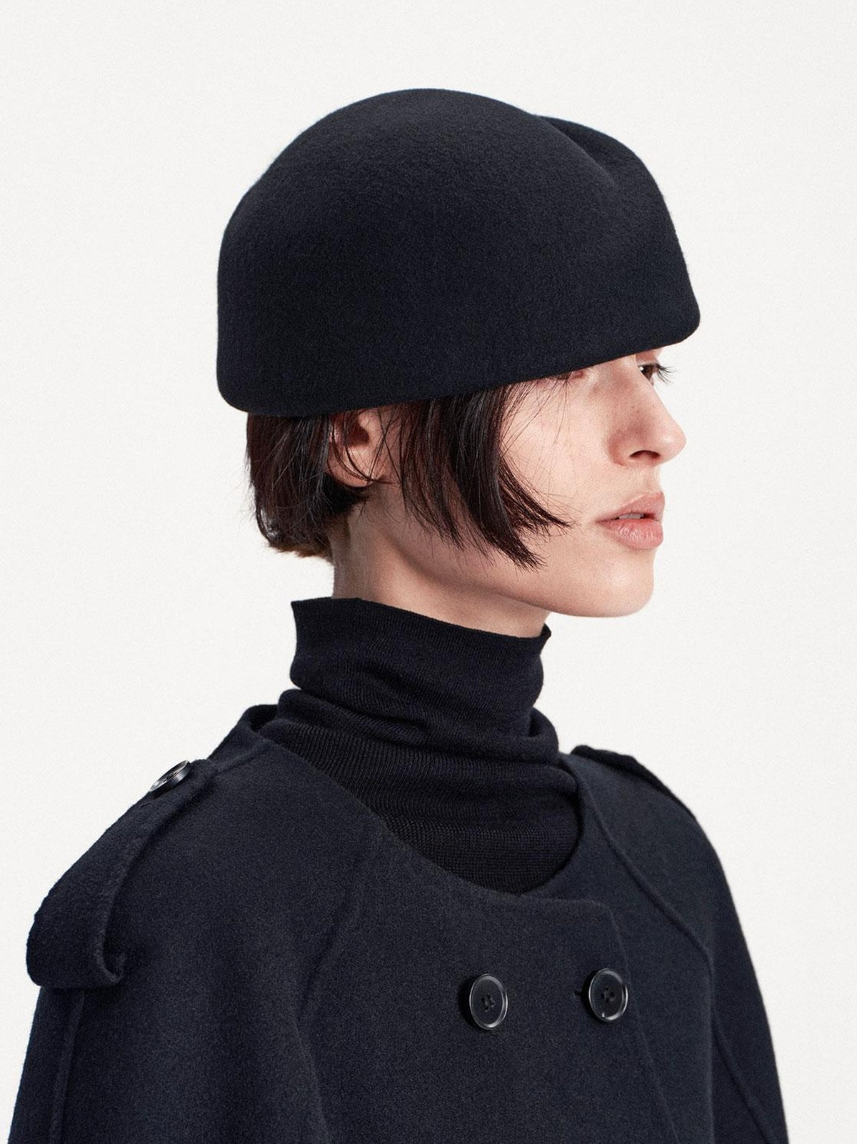 LYUOCHENG Elegant Structured Brimless Wool Felt Hat Women&