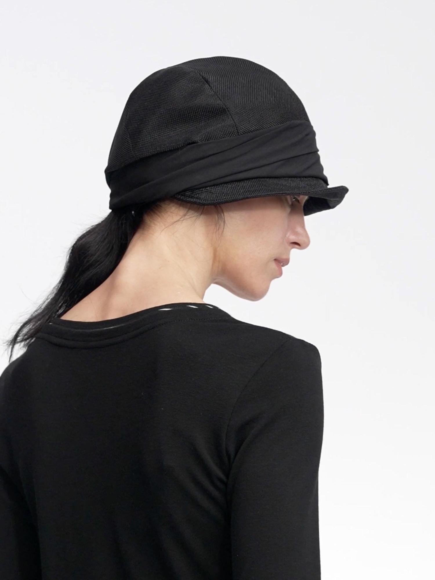LYUOCHENG Faux Linen Irregular Adjustable Tie Strap Short Brim Women&