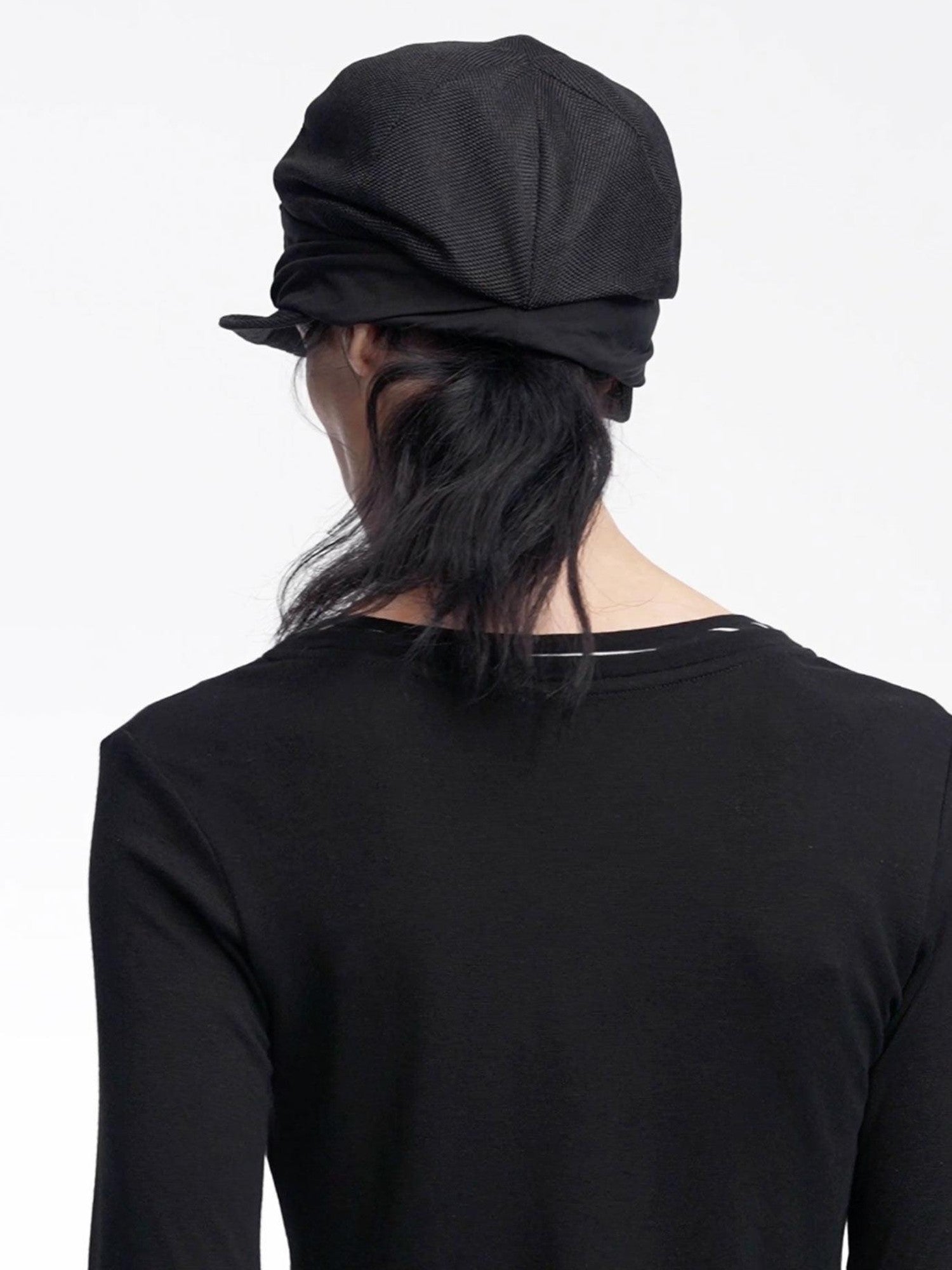 LYUOCHENG Faux Linen Irregular Adjustable Tie Strap Short Brim Women&