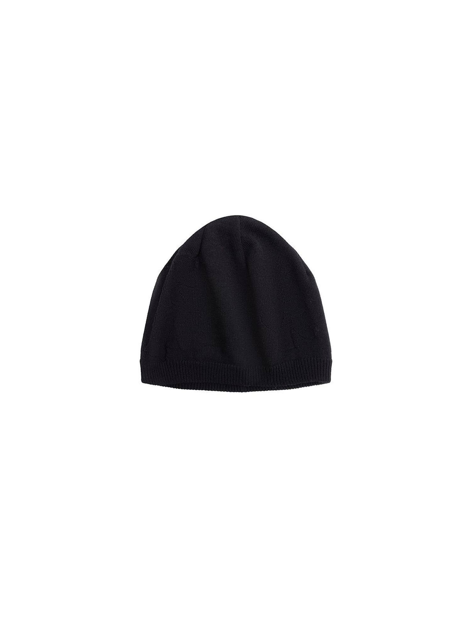 LYUOCHENG Floral Knit Beret Hat Black