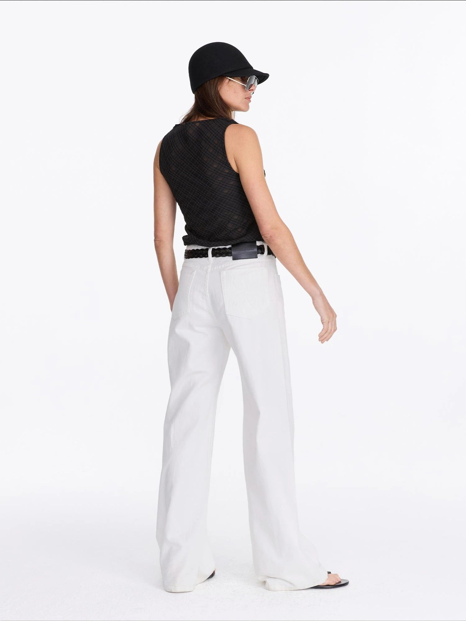 Floral Print White Straight Leg Jeans