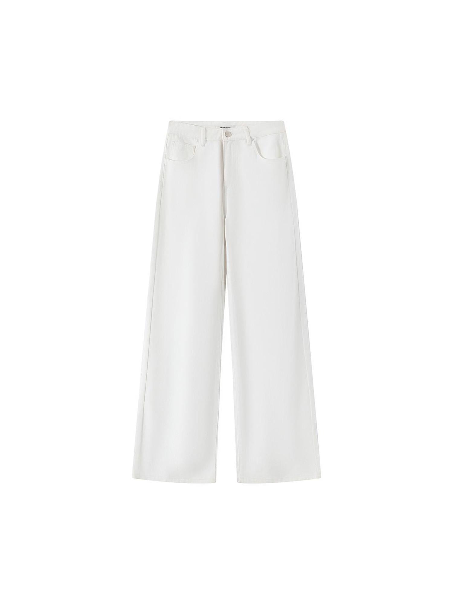 Floral Print White Straight Leg Jeans