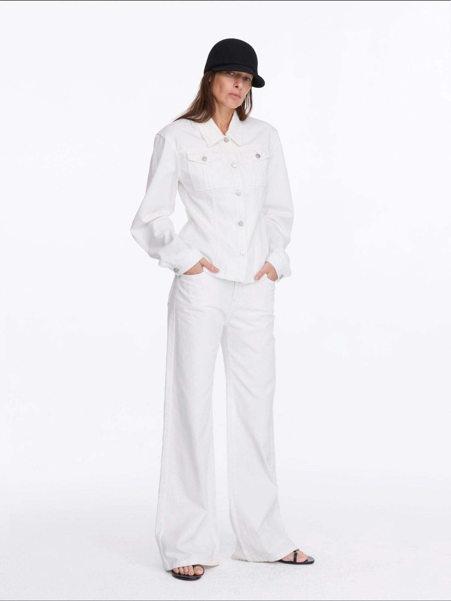 Floral Print White Straight Leg Jeans