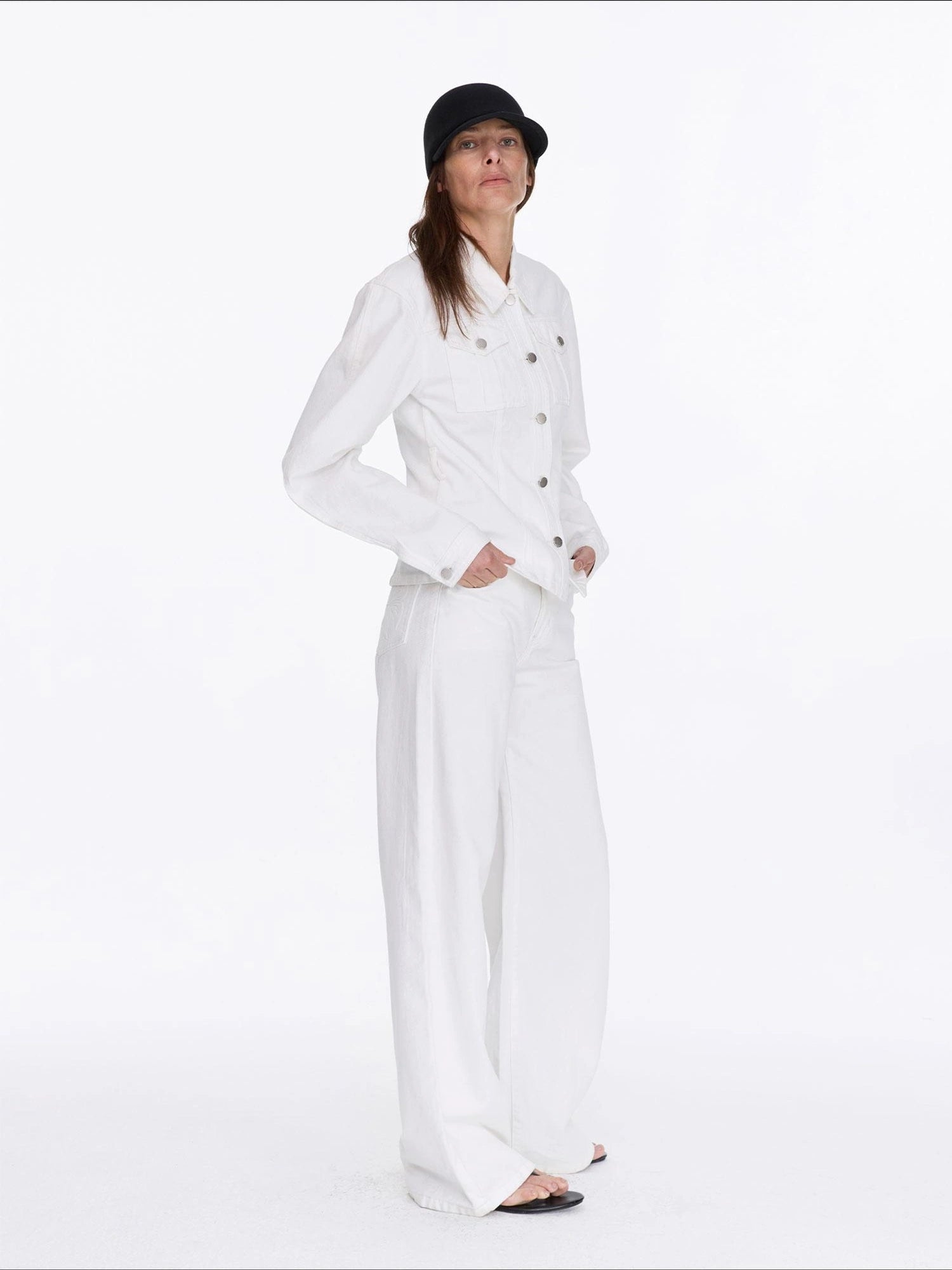 Floral Print White Straight Leg Jeans