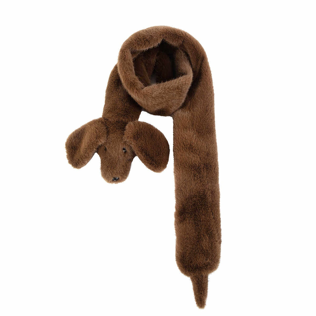 LYUOCHENG_Fluffy_Dachshund_Plush_Toy_Animal_Neck_Scarf_Women&