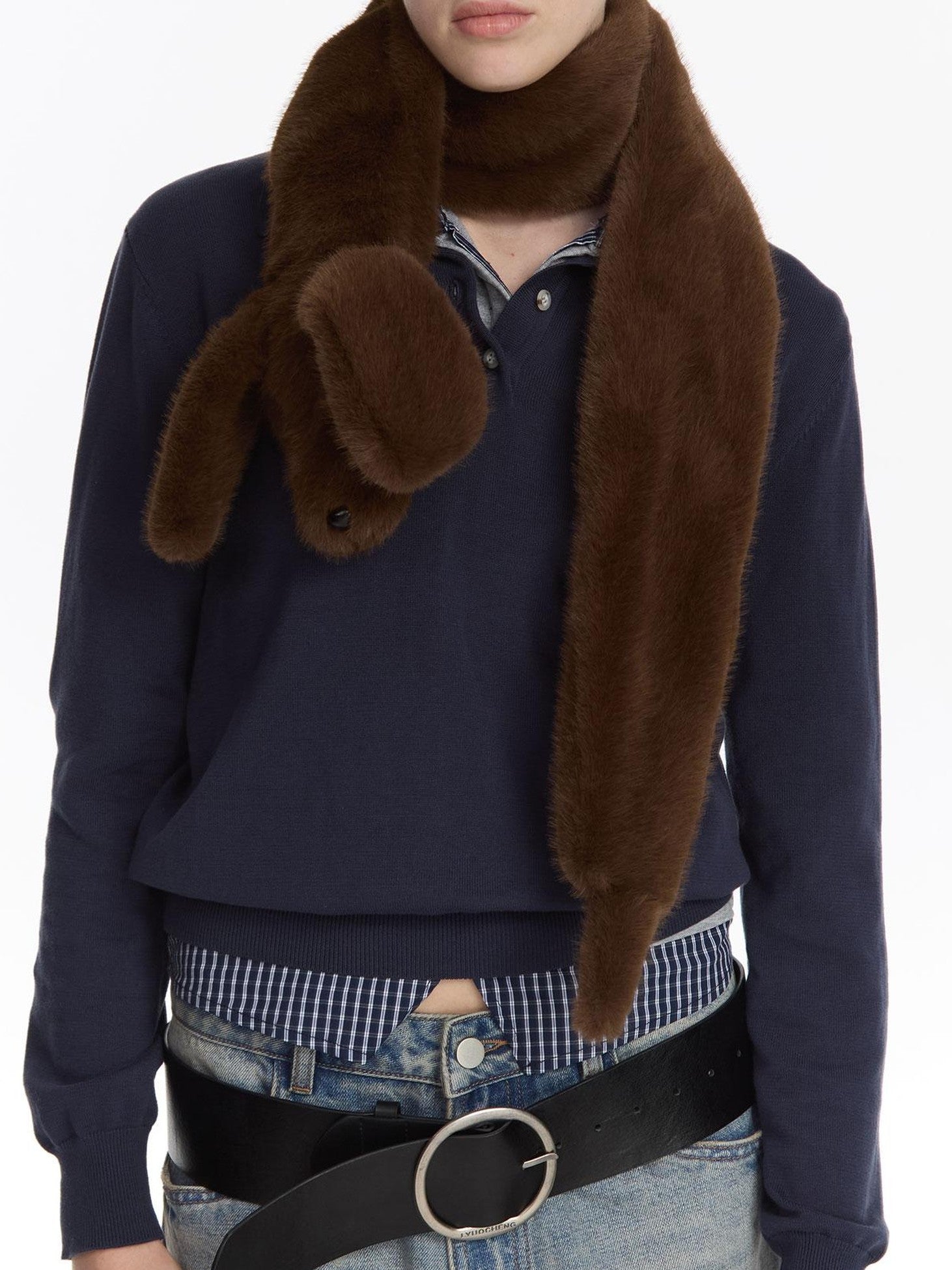 LYUOCHENG Fluffy Dachshund Plush Toy Animal Neck Scarf Women&