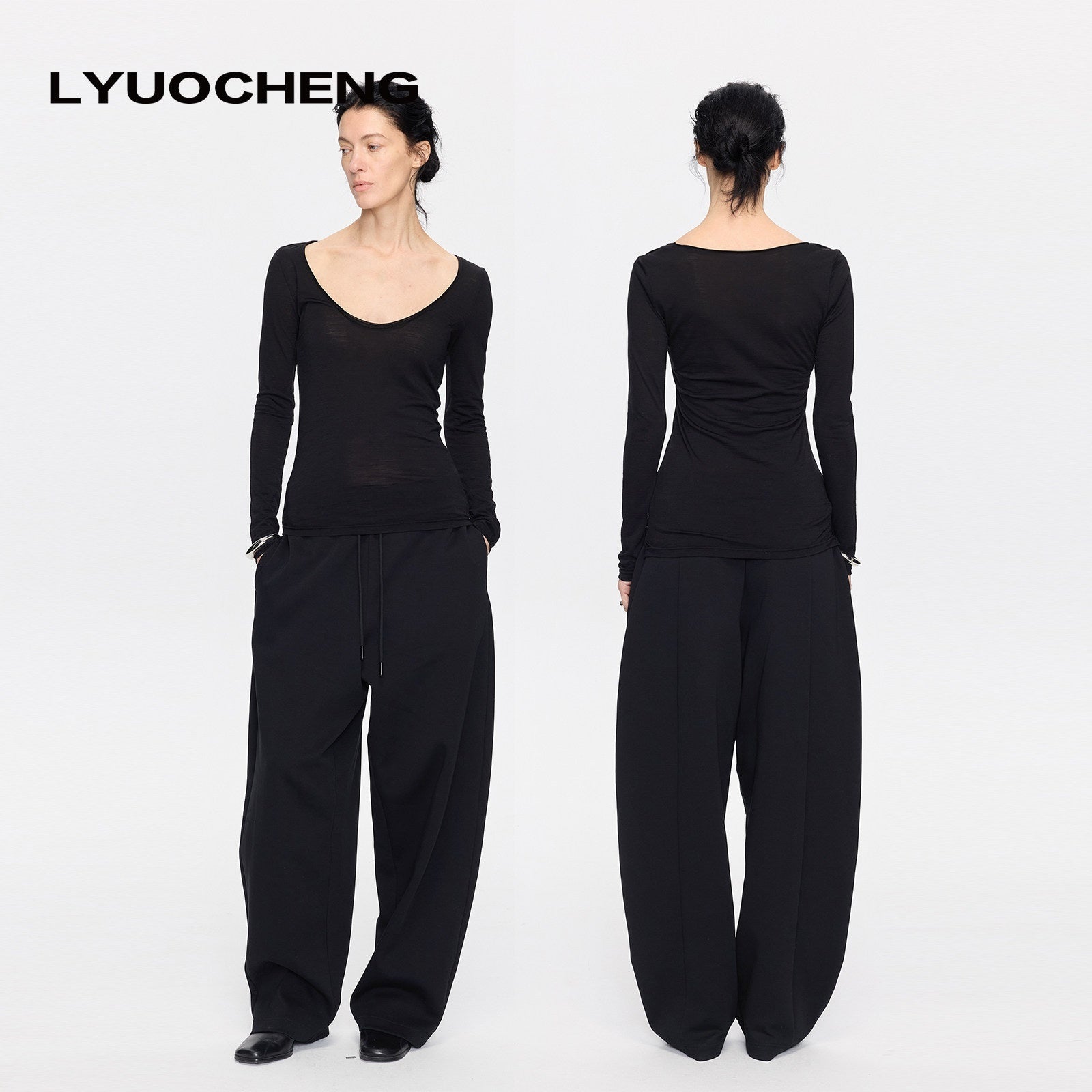 LYUOCHENG_Frayed_Rolled_Edge_Wide_Crewneck_Women&