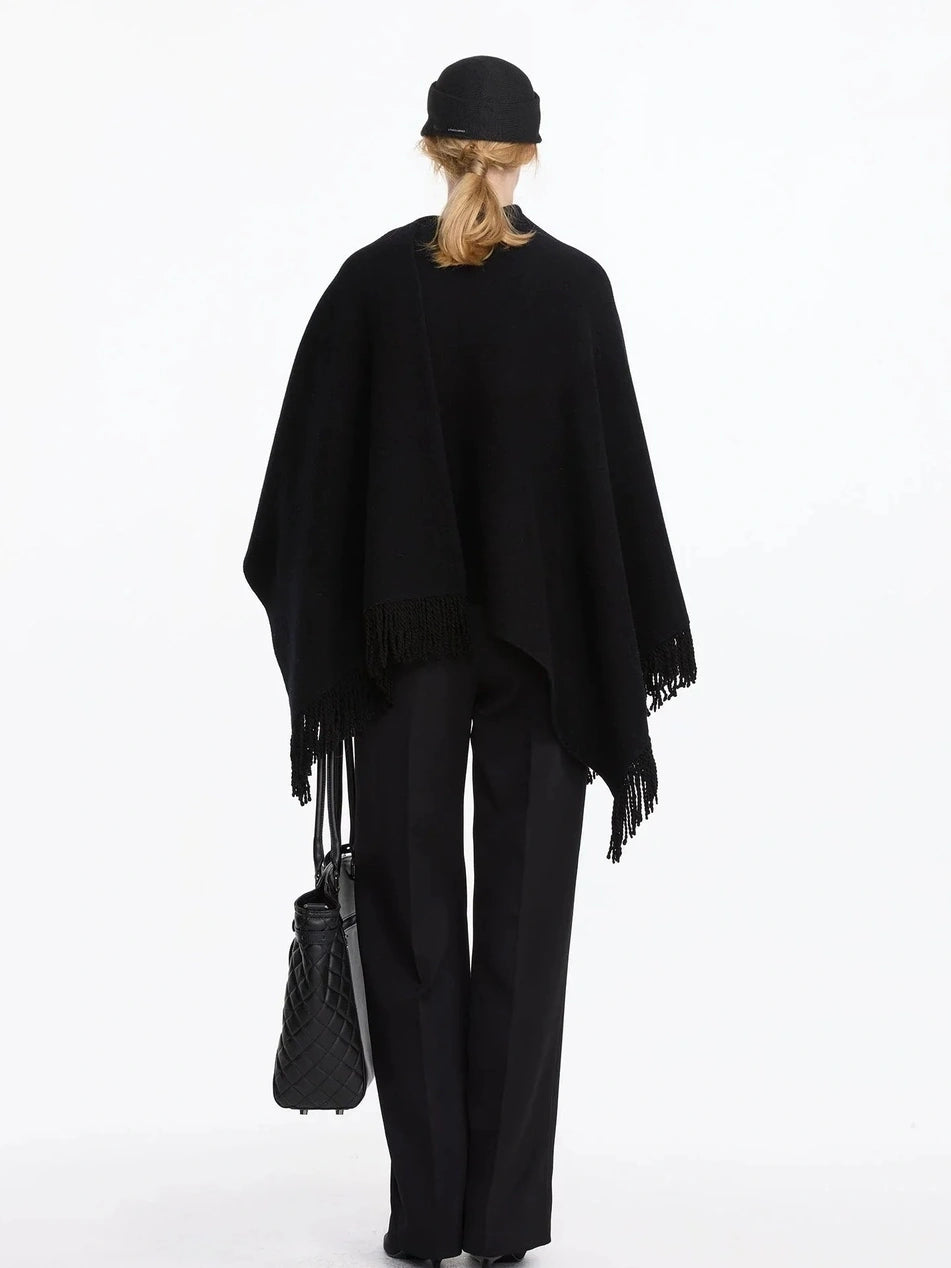 LYUOCHENG Fringed Wool Shawl Wrap