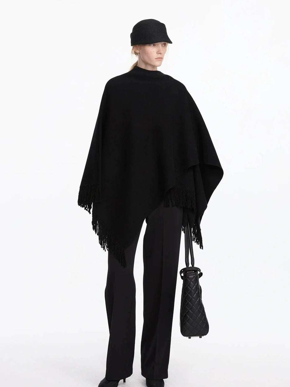 LYUOCHENG Fringed Wool Shawl Wrap