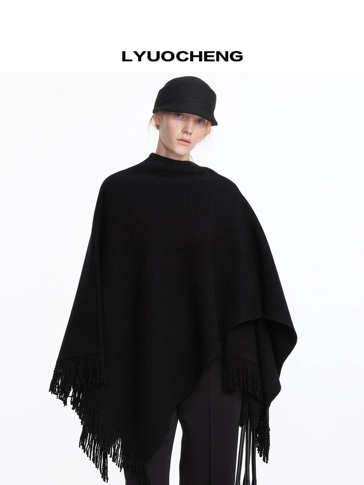 LYUOCHENG Fringed Wool Shawl Wrap