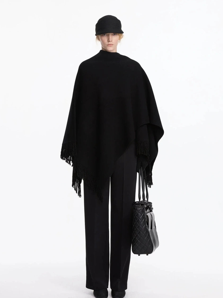 LYUOCHENG Fringed Wool Shawl Wrap