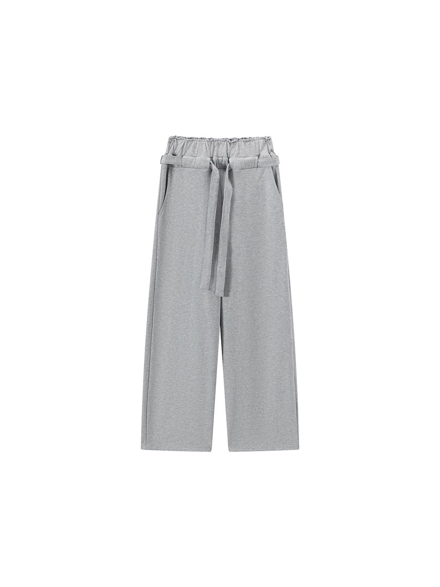 LYUOCHENG Grey Drawstring Loose Sweatpants High Waist Wide Leg