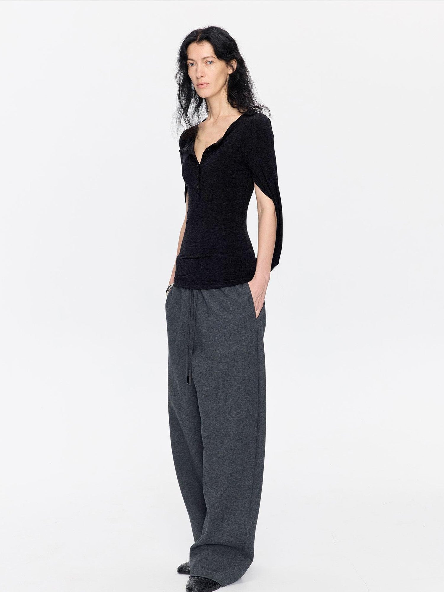 LYUOCHENG Henley Raglan Fitted Casual Women&