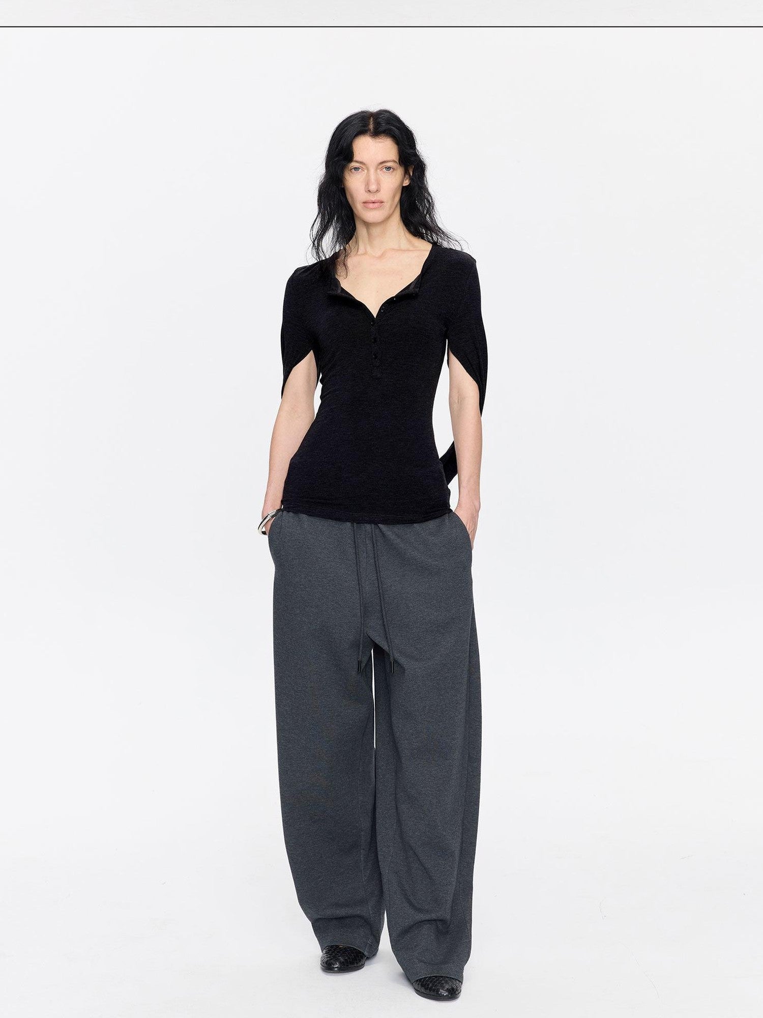 LYUOCHENG Henley Raglan Fitted Casual Women&