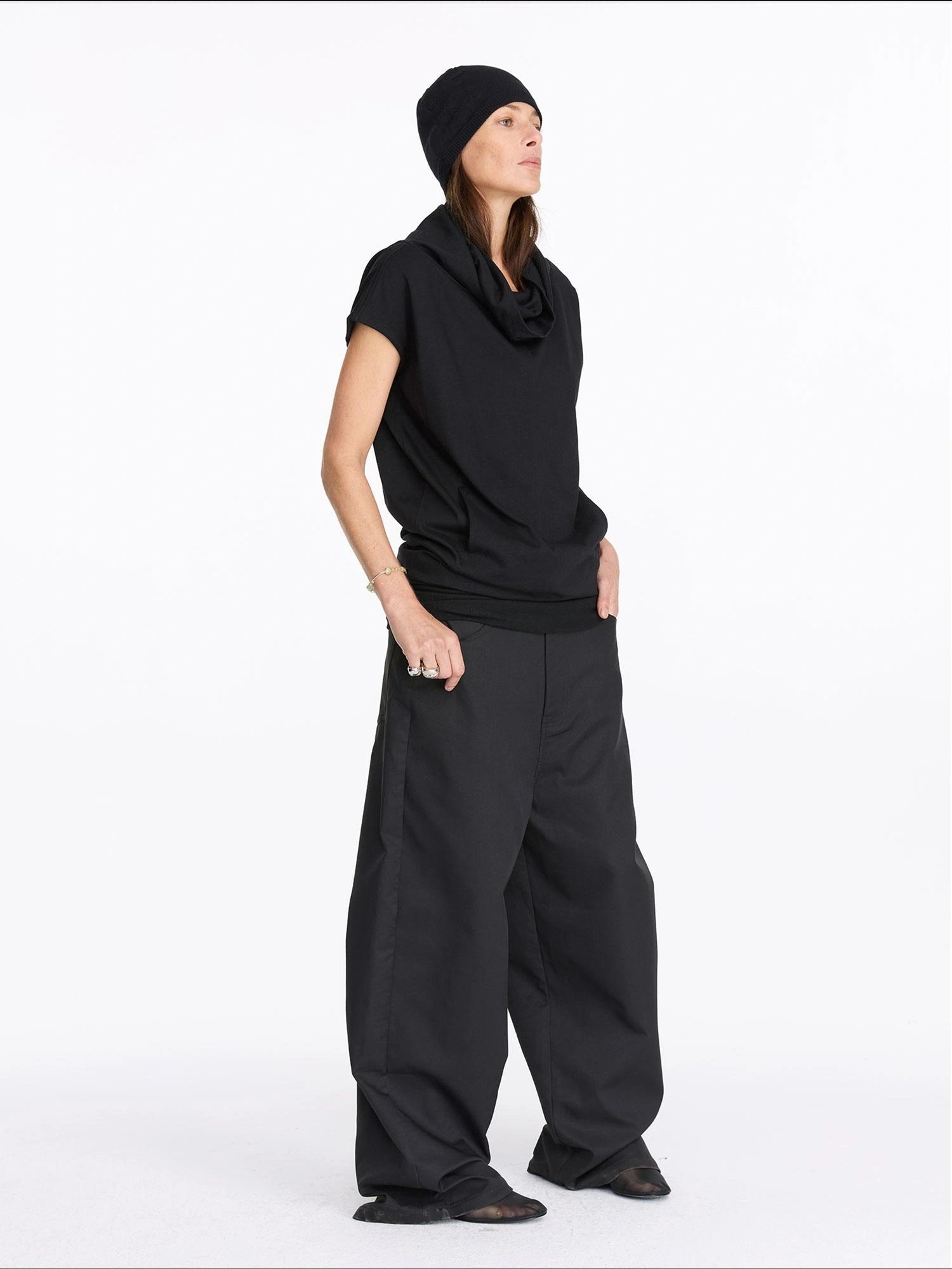 LYUOCHENG High Neck Longline Relaxed Coat