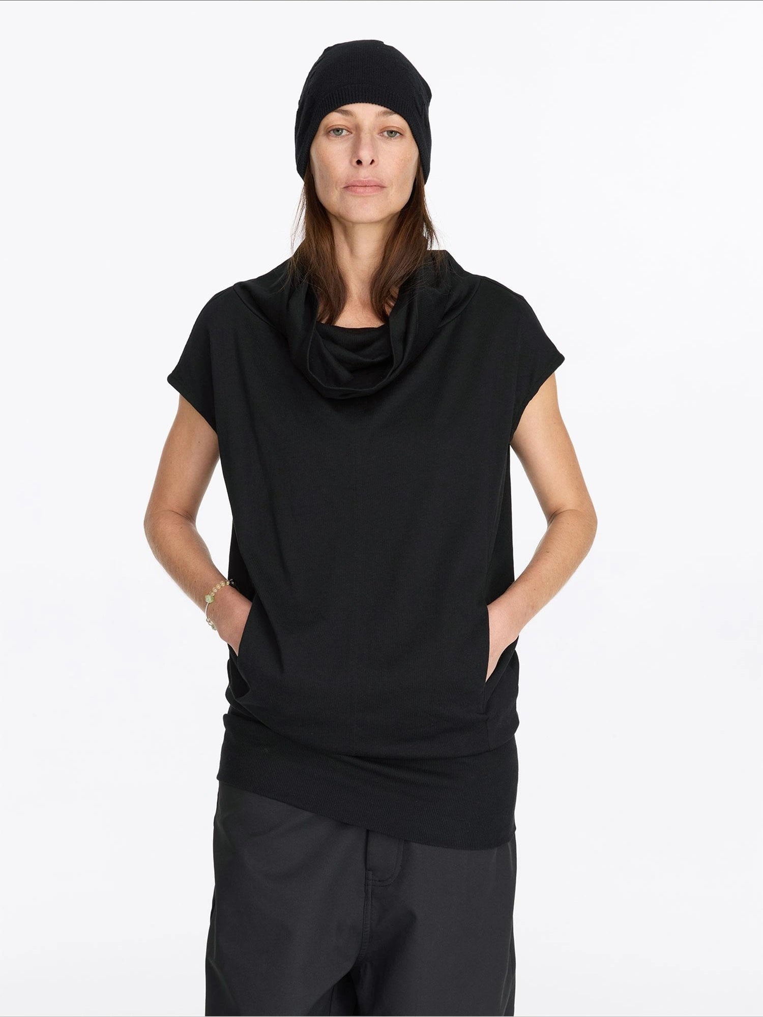 LYUOCHENG High Neck Longline Relaxed Coat