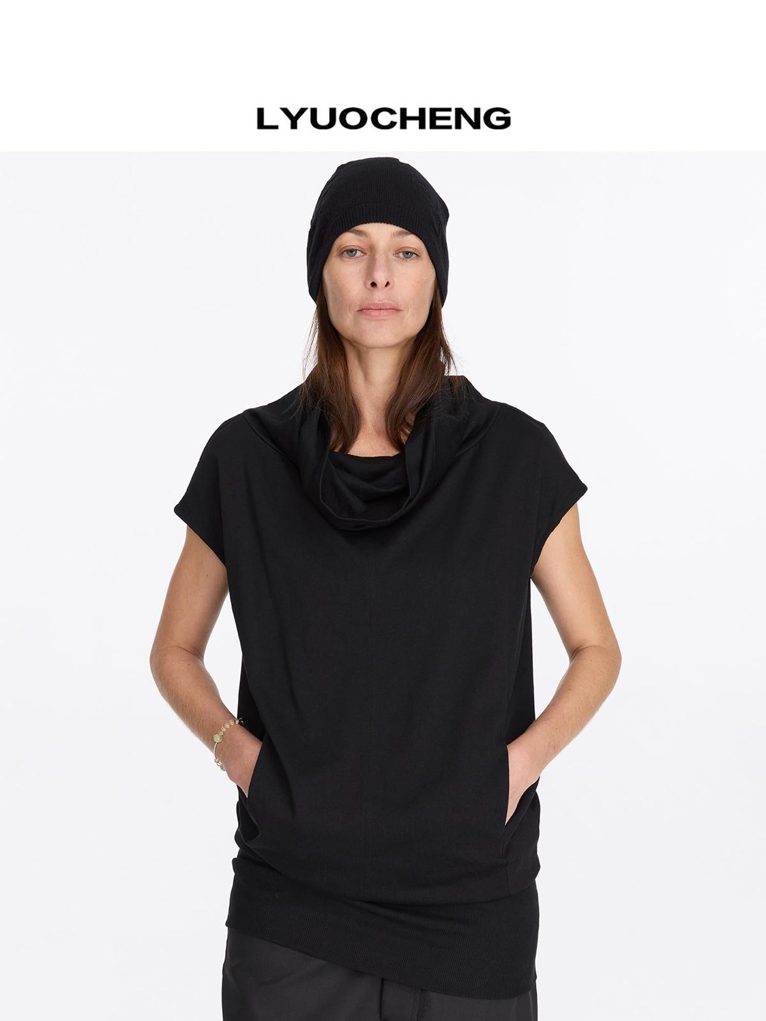 LYUOCHENG High Neck Longline Relaxed Coat