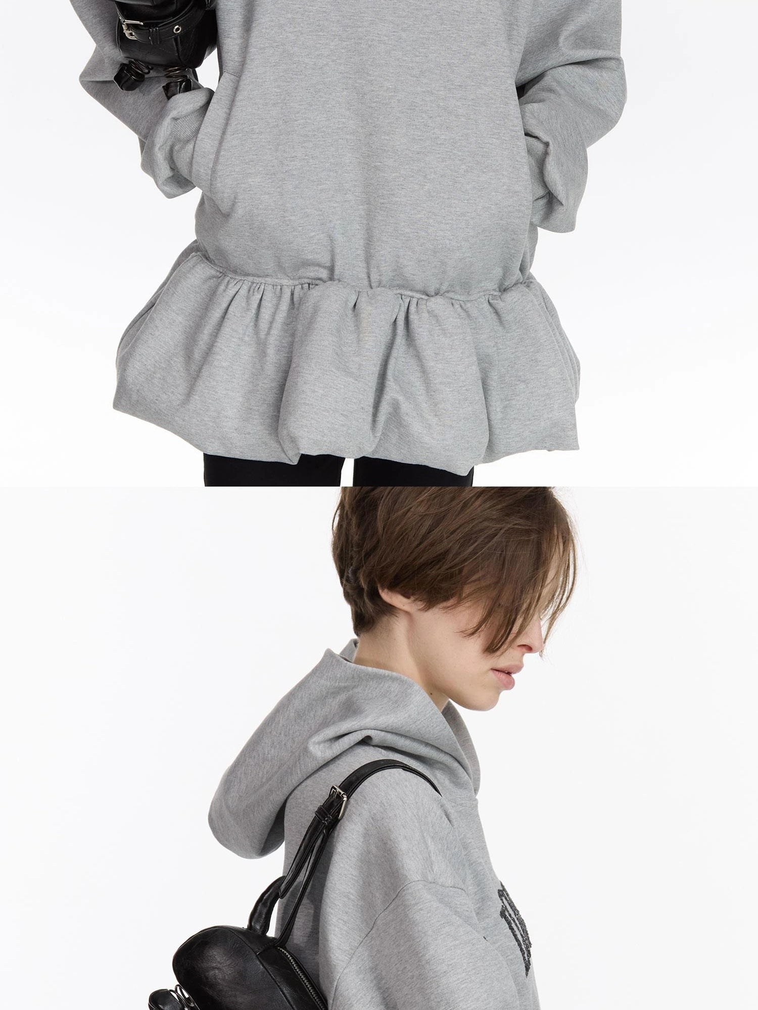 LYUOCHENG I Love Gou Embroidered Bubble Hem Hoodie