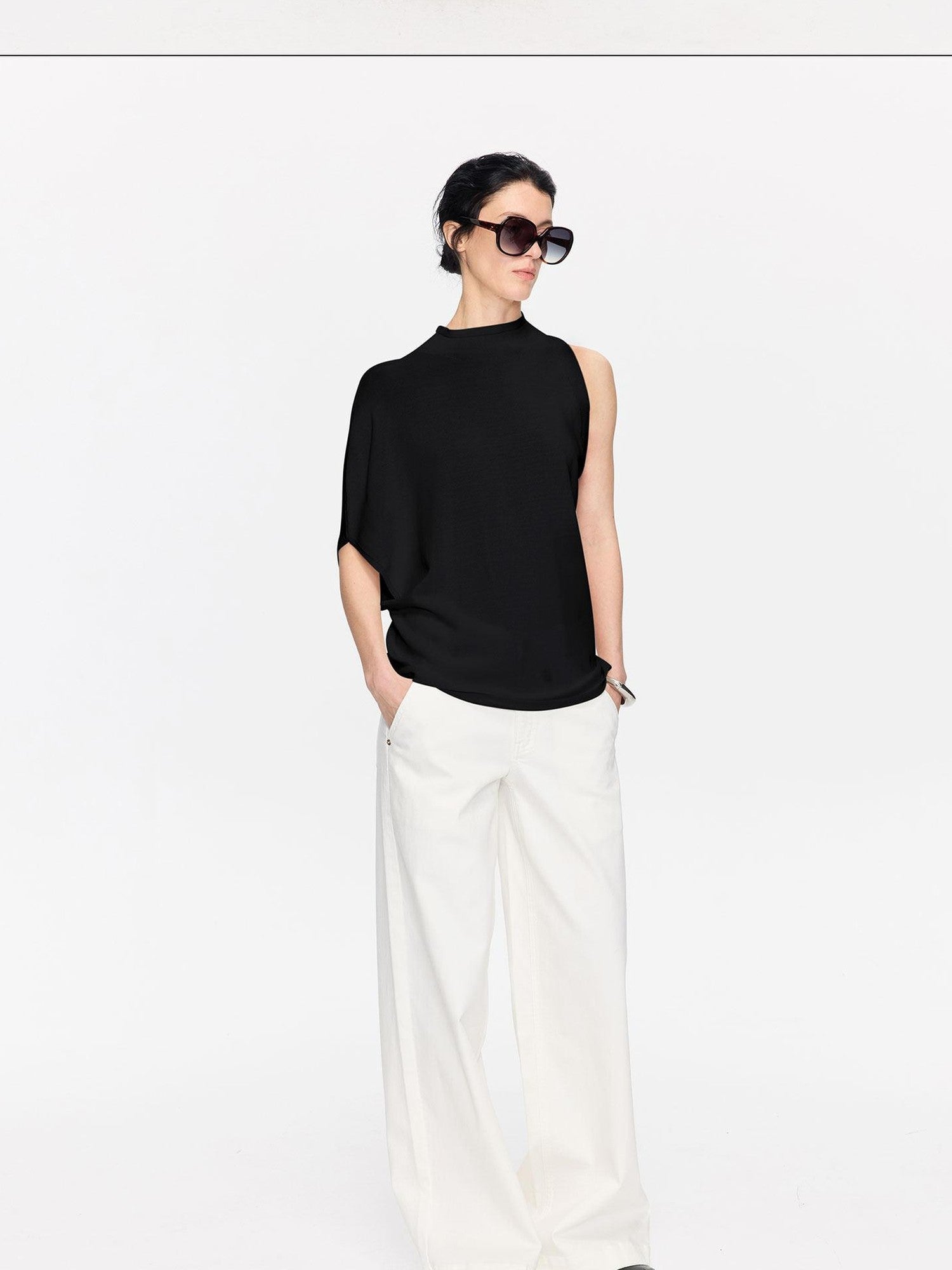 LYUOCHENG Irregular Anti Pilling Knit Batwing Women&
