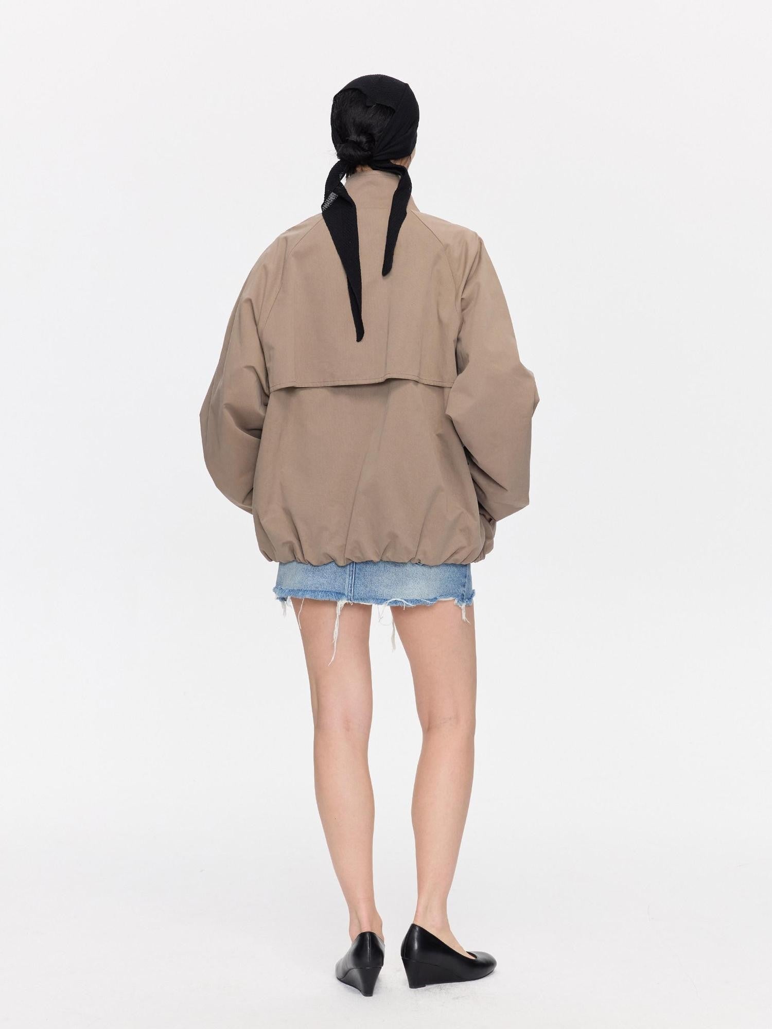 LYUOCHENG Khaki Boxy Zippered Women&
