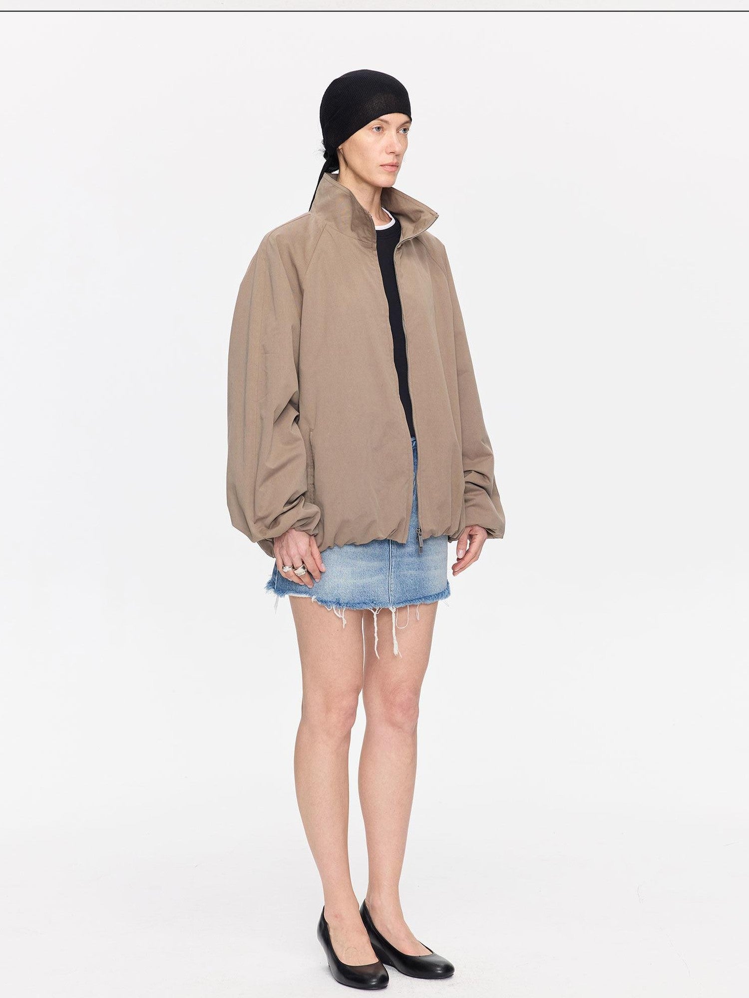 LYUOCHENG Khaki Boxy Zippered Women&