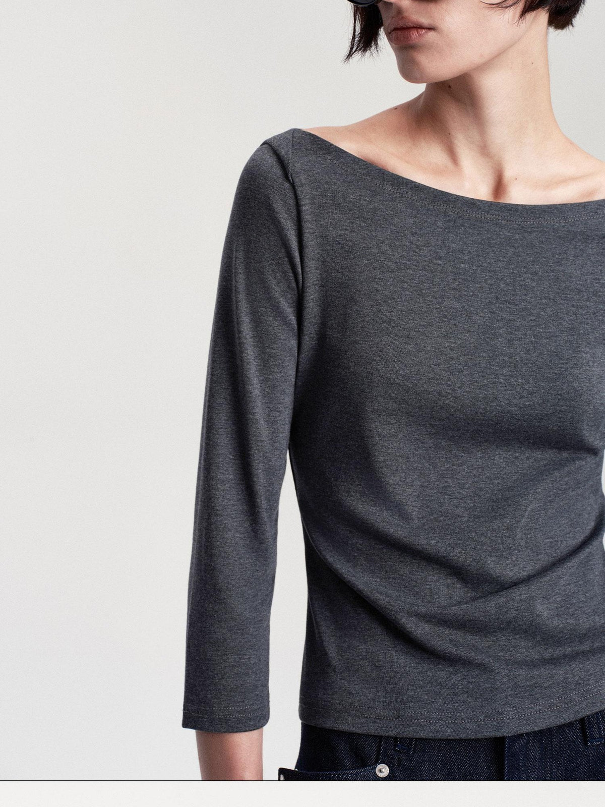 LYUOCHENG Knitted Boat Neck Solid Color Slim Fit Women&