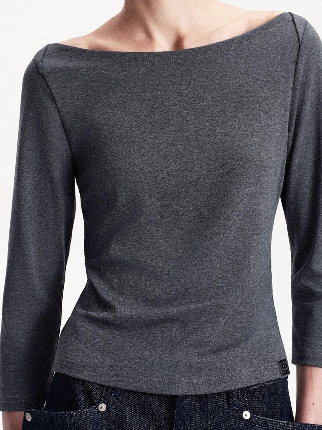 LYUOCHENG Knitted Boat Neck Solid Color Slim Fit Women&