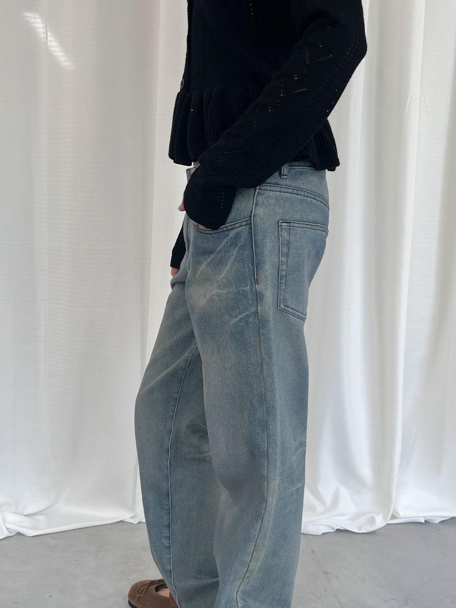 LYUOCHENG Light Blue Washed High Waist Women&