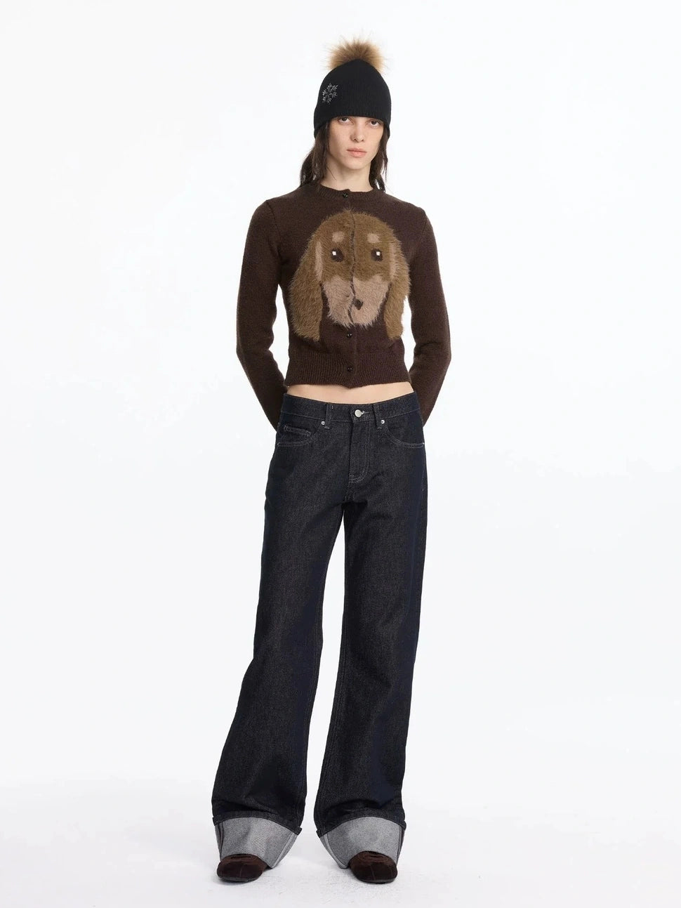 LYUOCHENG Long Haired Dachshund Knitted Cardigan