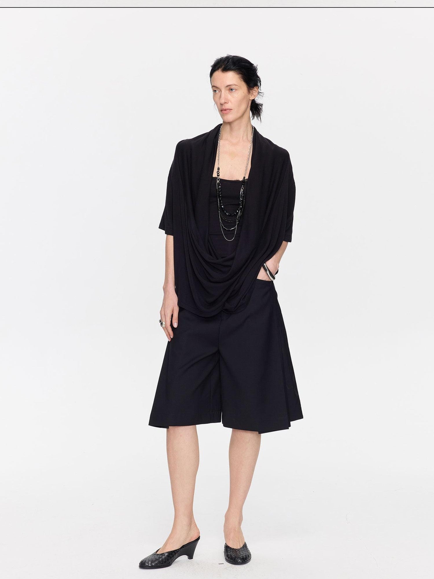 LYUOCHENG Loose Irregular Draped Neck Two Piece Women&