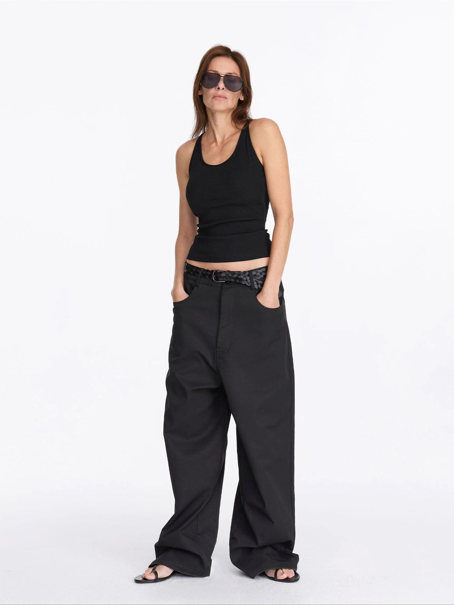 LYUOCHENG Loose Low Crotch Wide Leg Trousers