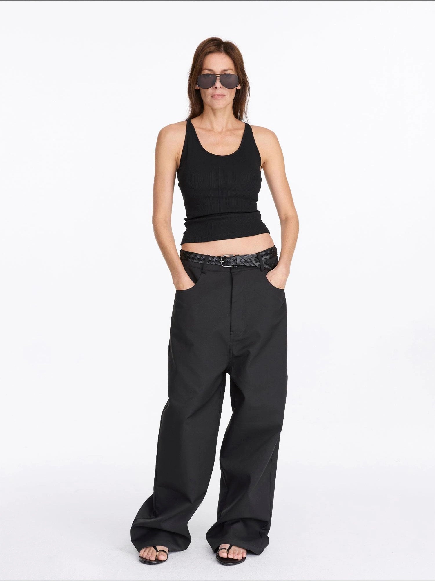 LYUOCHENG Loose Low Crotch Wide Leg Trousers