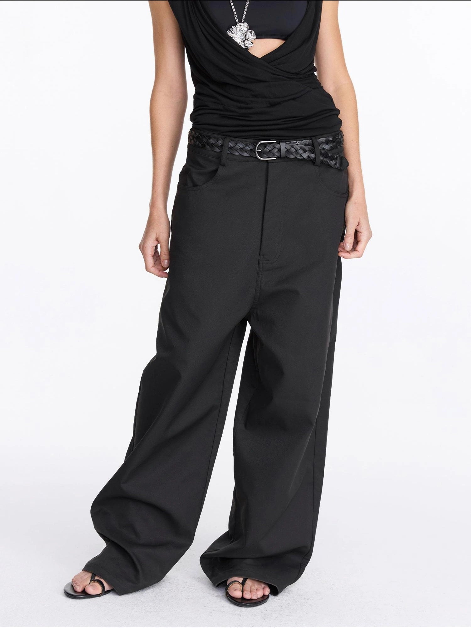 LYUOCHENG Loose Low Crotch Wide Leg Trousers