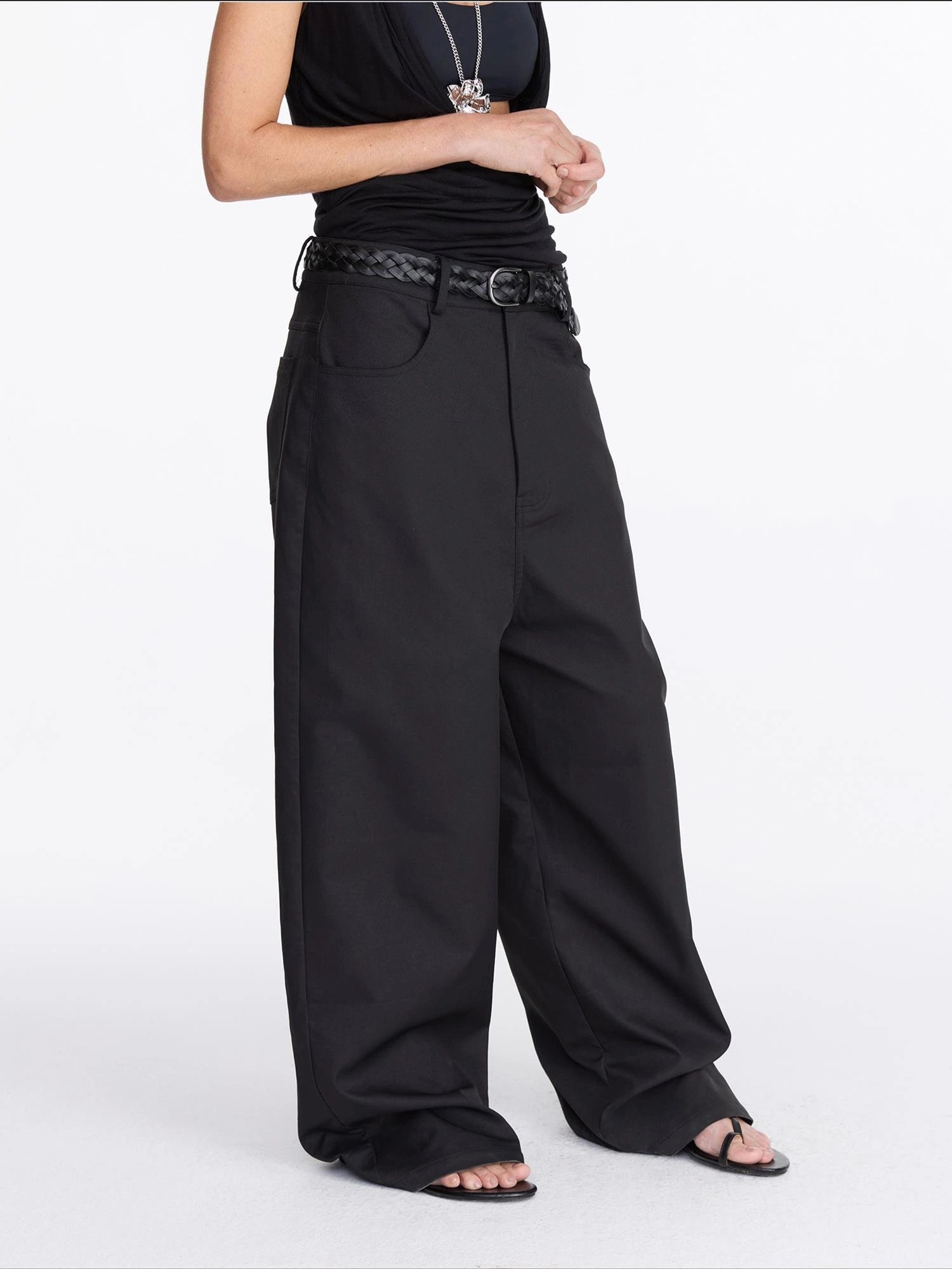 LYUOCHENG Loose Low Crotch Wide Leg Trousers