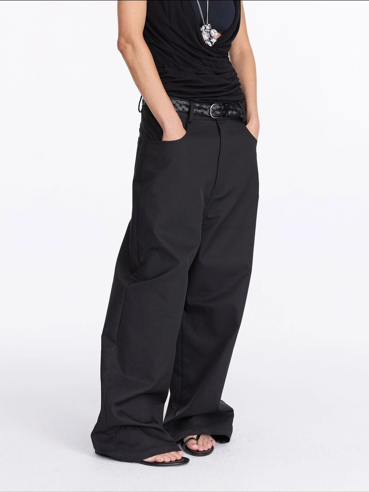 LYUOCHENG Loose Low Crotch Wide Leg Trousers