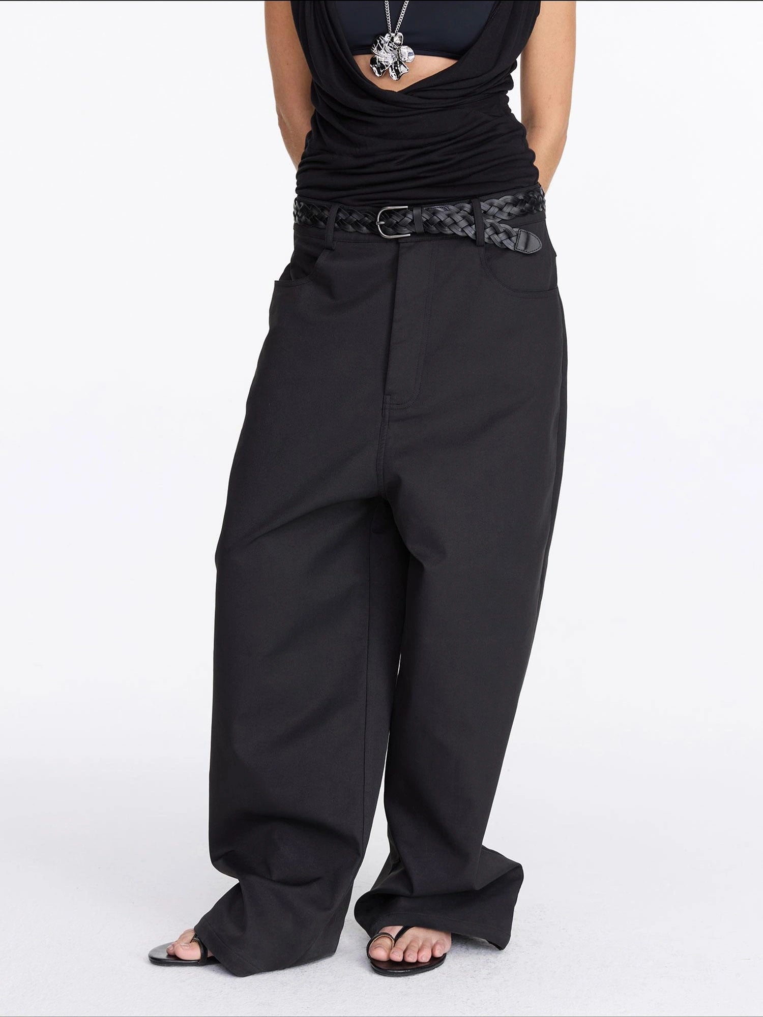 LYUOCHENG Loose Low Crotch Wide Leg Trousers