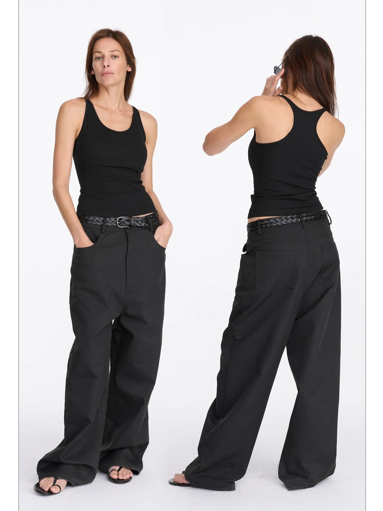 LYUOCHENG Loose Low Crotch Wide Leg Trousers