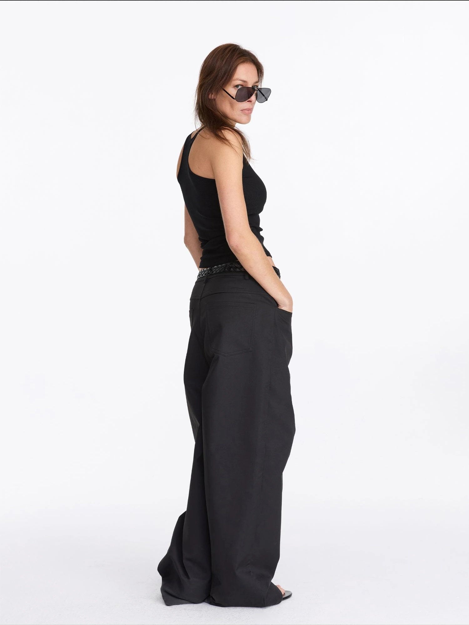 LYUOCHENG Loose Low Crotch Wide Leg Trousers