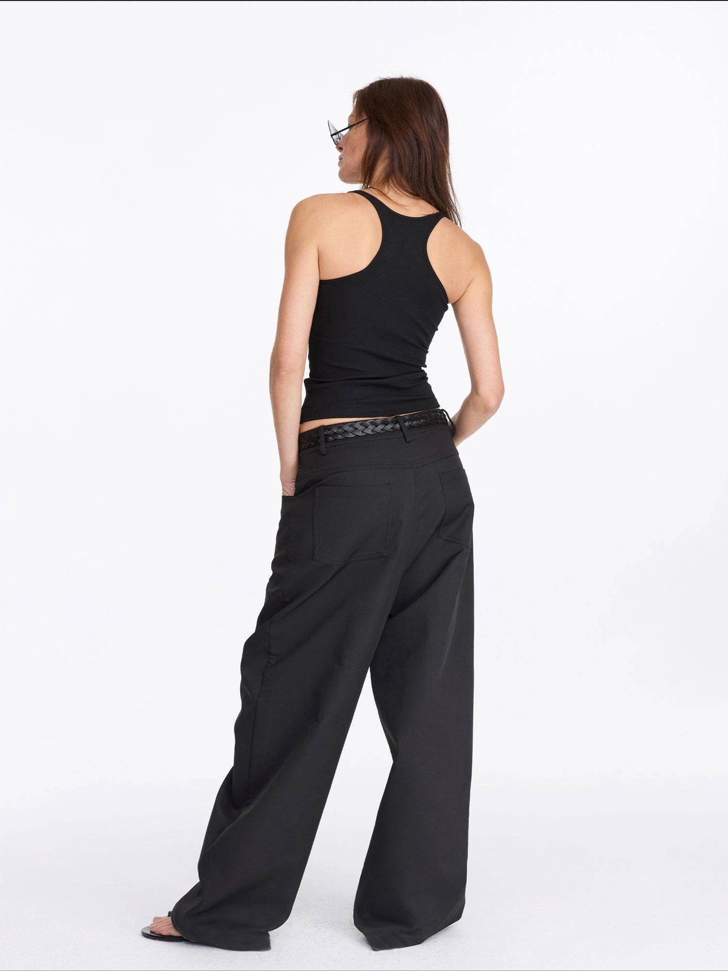 LYUOCHENG Loose Low Crotch Wide Leg Trousers