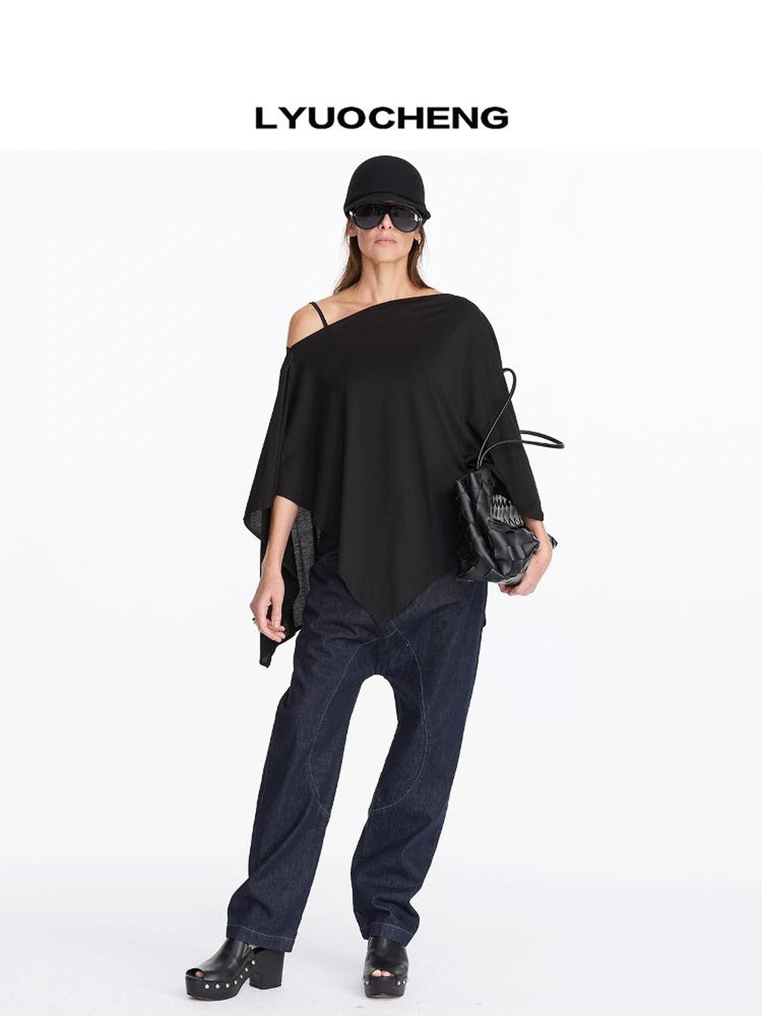 LYUOCHENG Low Crotch Raw Denim Wide Leg Jeans