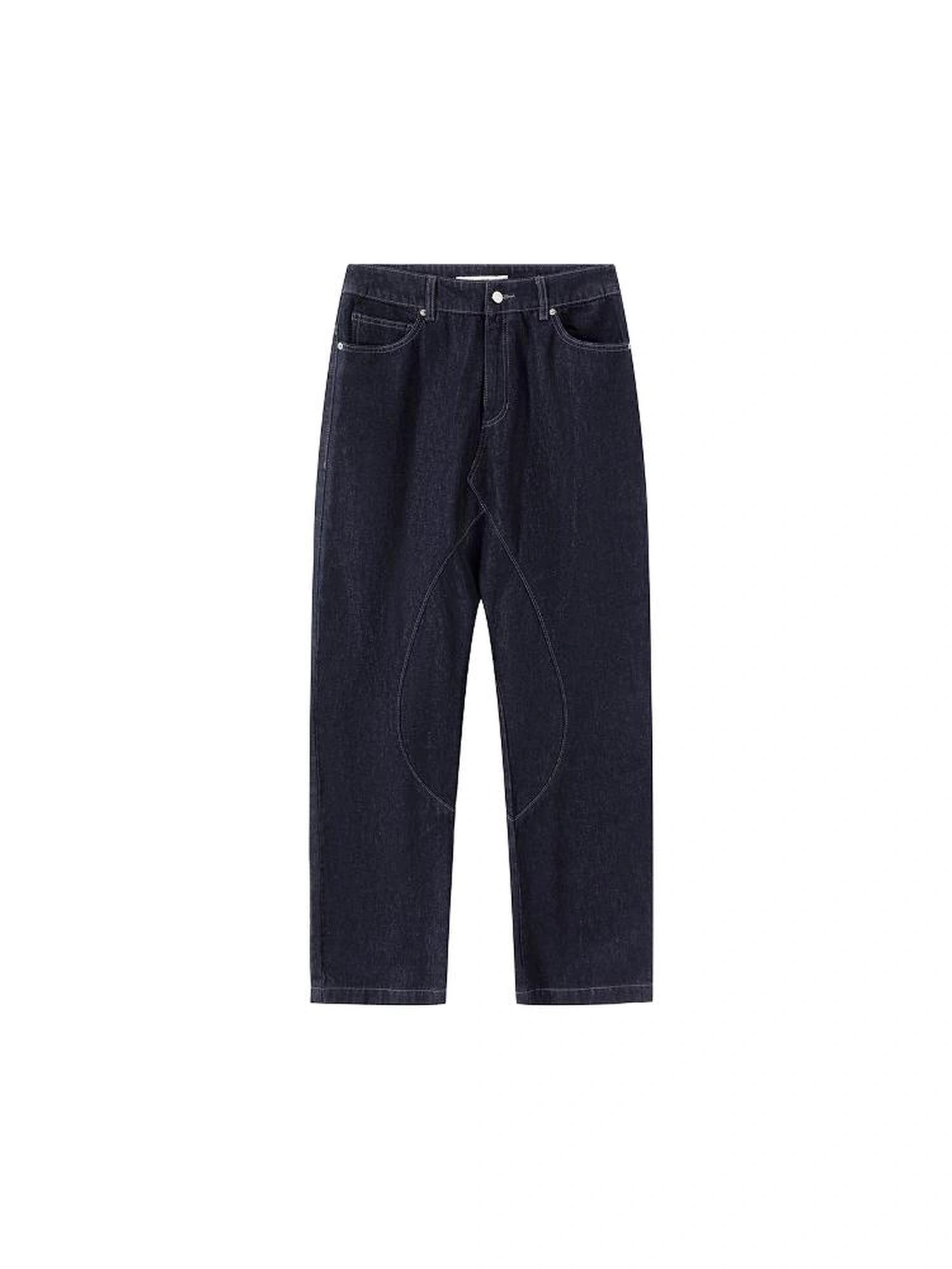 LYUOCHENG Low Crotch Raw Denim Wide Leg Jeans