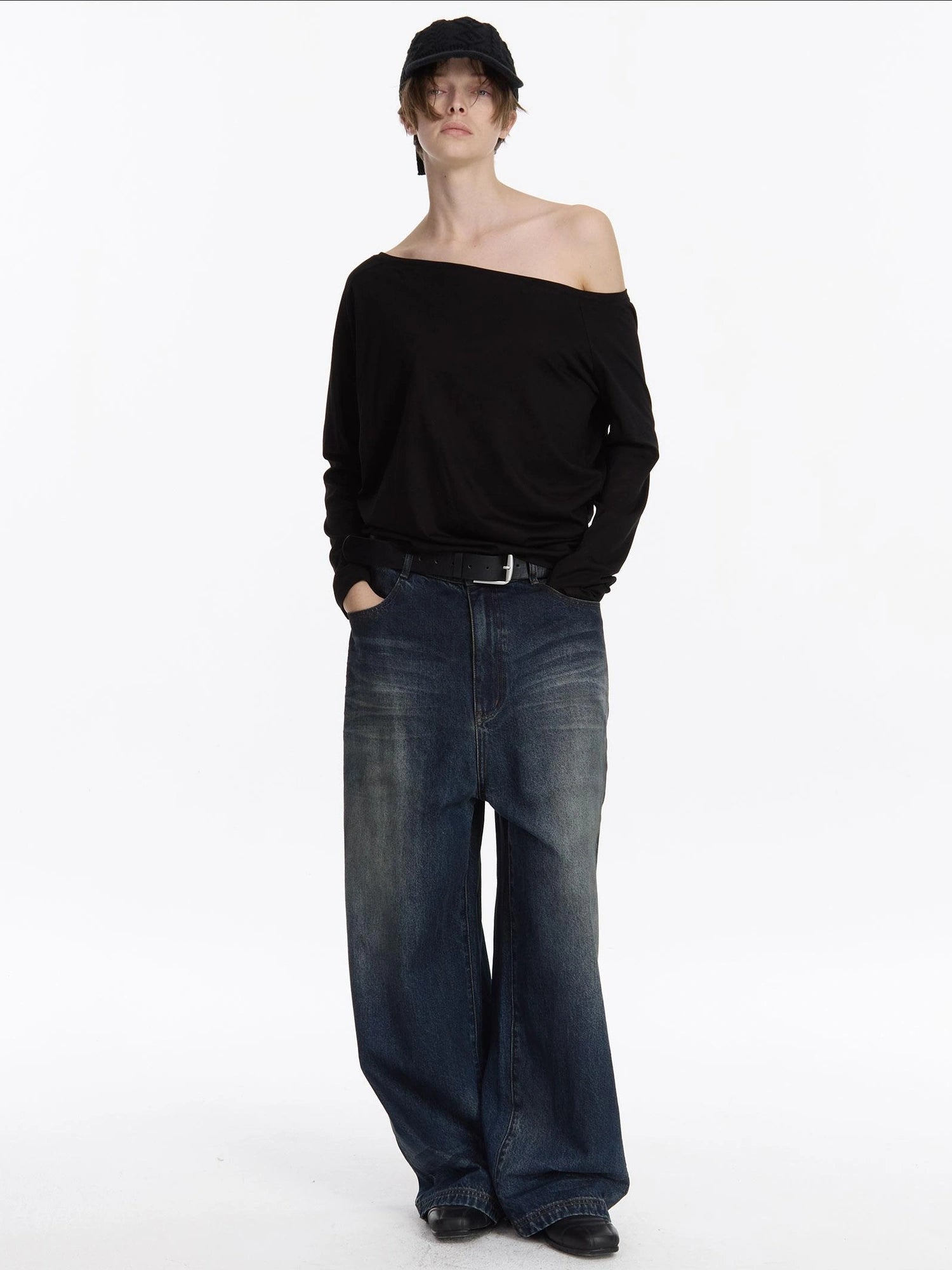 LYUOCHENG Low Rise Distressed Vintage Washed Denim Jeans