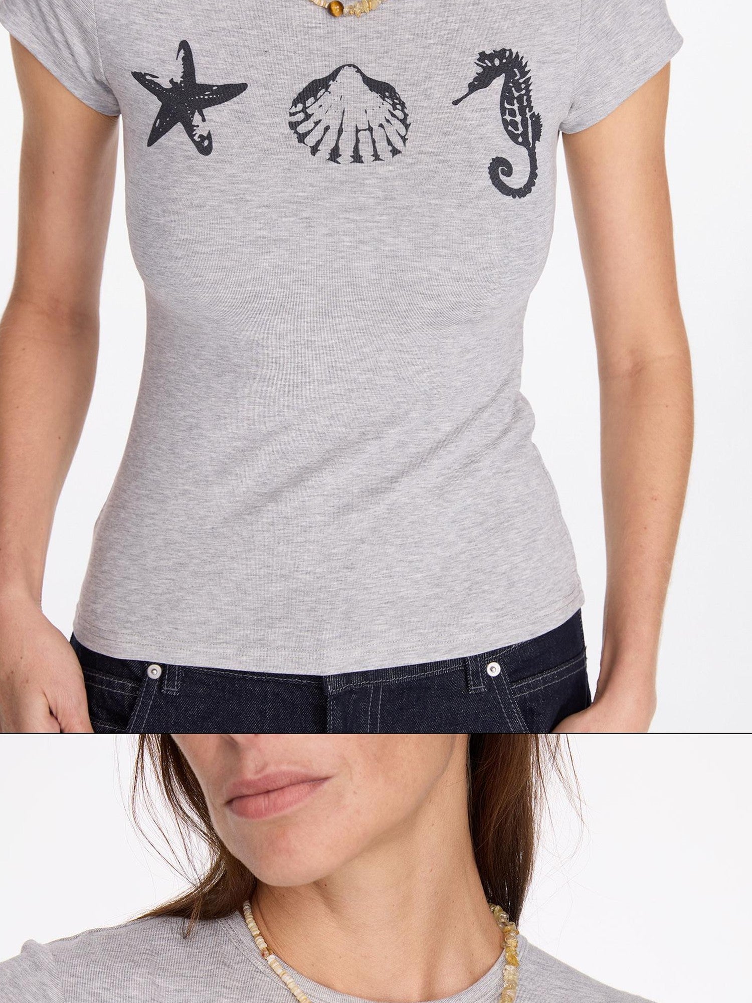 LYUOCHENG Marine Animal Print Slim Fit Women&
